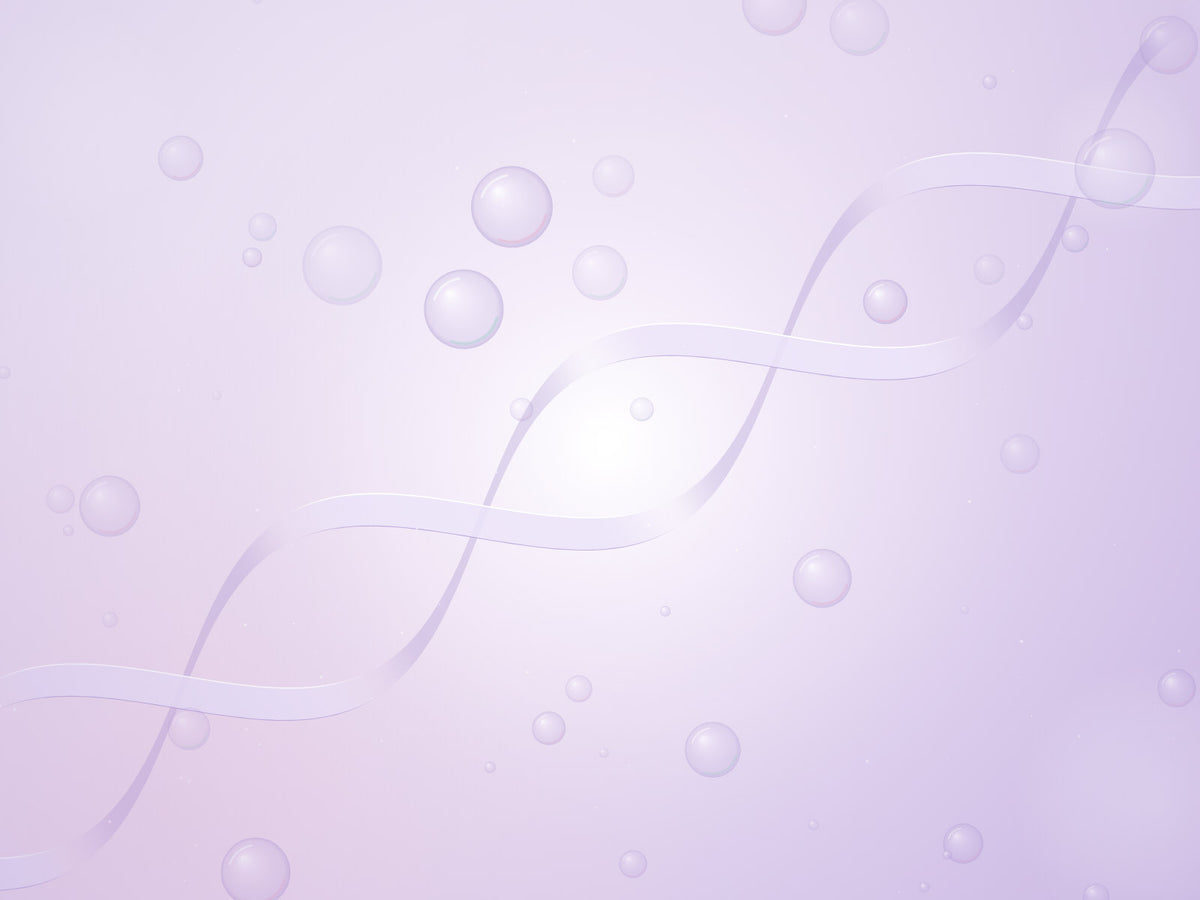 Lavender background with pearl bubbles and silk ribbons
