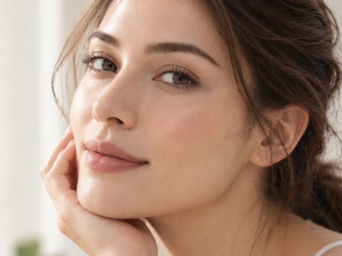 Portrait of a smiling woman resting her face on her hand